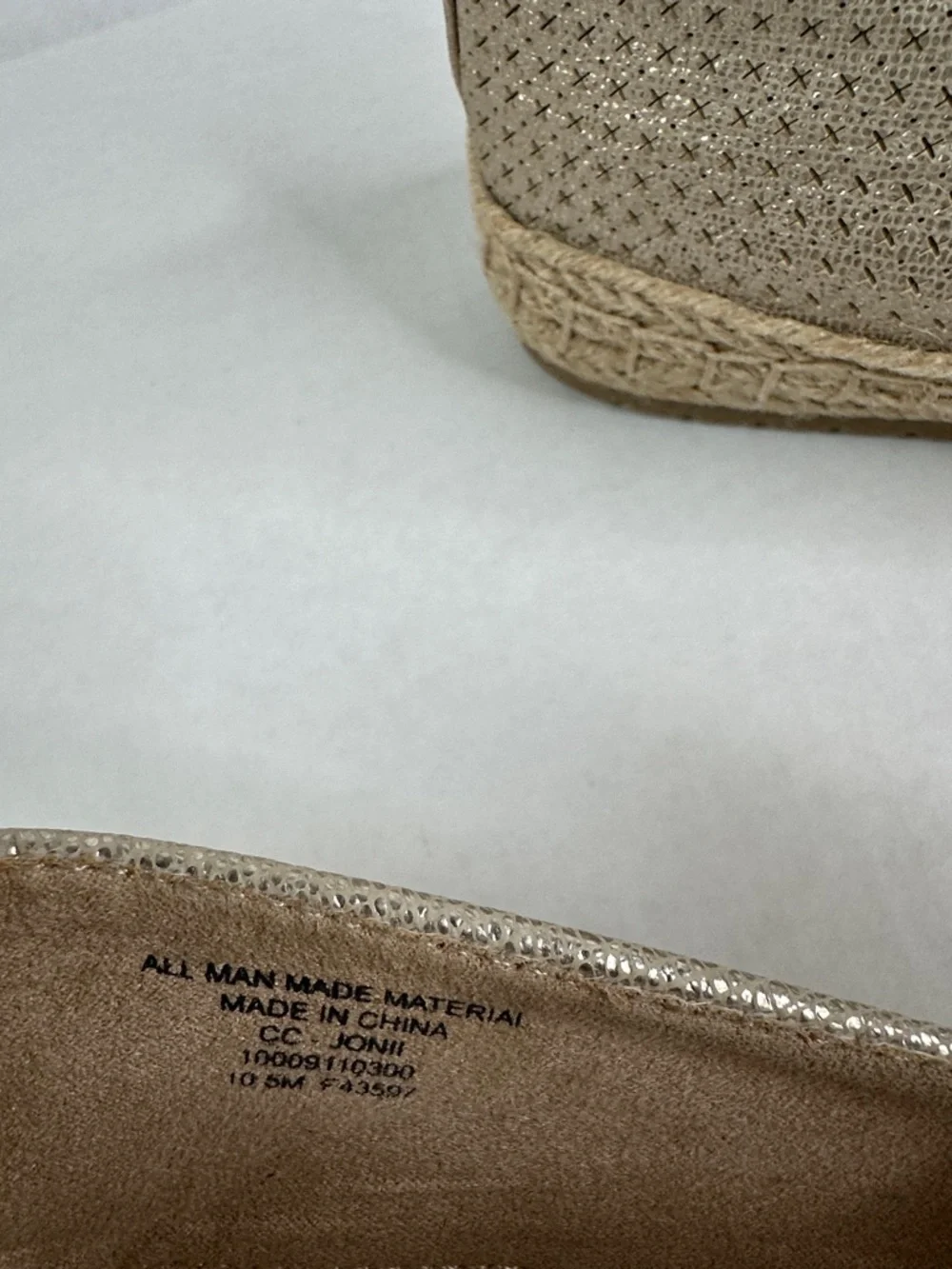 Charter Club Gold Metallic Espadrille Slip-On‎ Flats